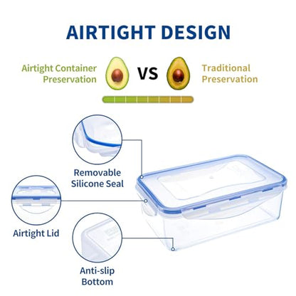 KIGI Airtight Reusable Meal Prep Containers, Leak-Proof & Stackable, 4-Sided Locking Lids, Ideal for Food Storage, Lunch & Leftovers, Microwave, Freezer & Dishwasher Safe, 39 oz, 4.8 Cup, 12 Piece Set - size: 4.8 cup (12-Piece)
