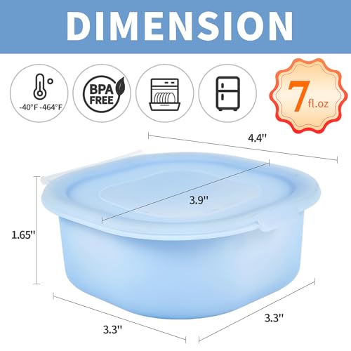 Silicone Cheese Container for Refrigerator, Blue Sliced Cheese Container Holder Cheese Storage Keeper for fridge, Snack Food Storage Container Box, 7oz Bowl with Lid Stackable Dishwash-safe