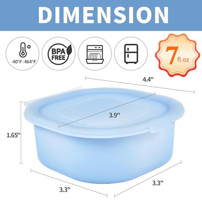 Silicone Cheese Container for Refrigerator, Blue Sliced Cheese Container Holder Cheese Storage Keeper for fridge, Snack Food Storage Container Box, 7oz Bowl with Lid Stackable Dishwash-safe