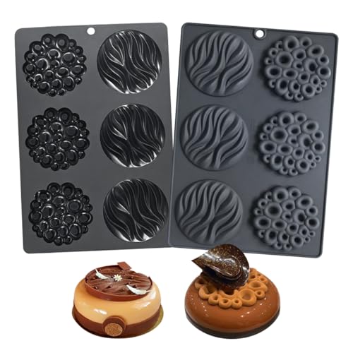 Silicone Mold, 6-Cavity Chocolate Mousse Cake Molds, Baking Mould for Desserts, Pastry, Candy, Non-Stick Food Grade Silicone Baking Pan (C_ Round) - size: C_ Round