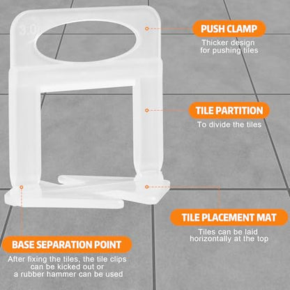 DGSL Tile Leveling System with Rubber Mallet, 1500-Piece 1/8 Inch Tile Spacers Clips Tile Tools, Tile Installation Tools for Professional Ceramic Tile and Stone Installation - size: 1/8 Inch*1500 Piece