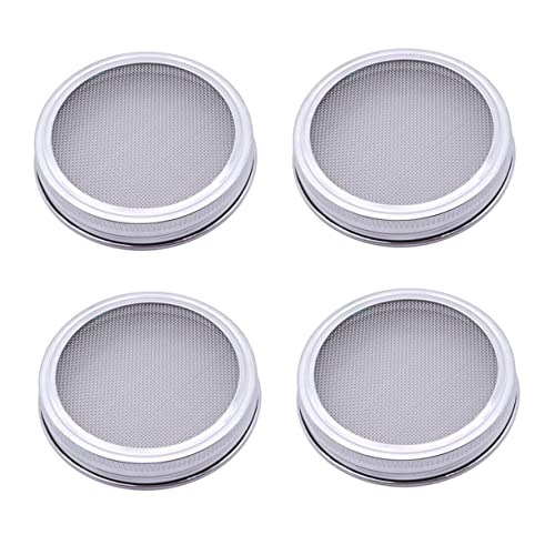 304 Stainless Mesh Sprouting Lids for Mason Jars Wide Mouth Jar Lids 4 Piece Set Versatile Use - size: Size 4