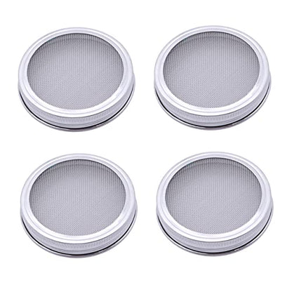 304 Stainless Mesh Sprouting Lids for Mason Jars Wide Mouth Jar Lids 4 Piece Set Versatile Use - size: Size 4