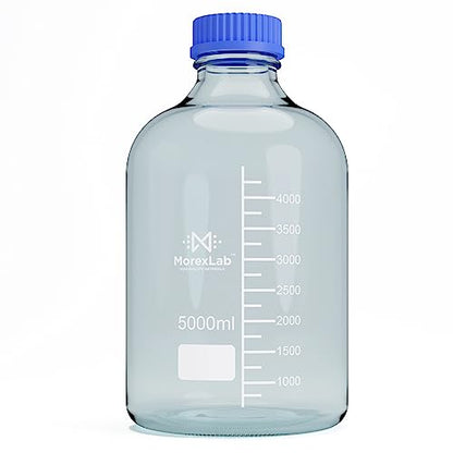 5000ML Storage Glass Bottles – 1pc Round Media Storage Bottle – Borosilicate Glass Bottles – Safe Probe Storage Glass Storage Bottles with GL60 Blue Screw Cap (5000ml - 1pc) - size: 5000ml-1pc