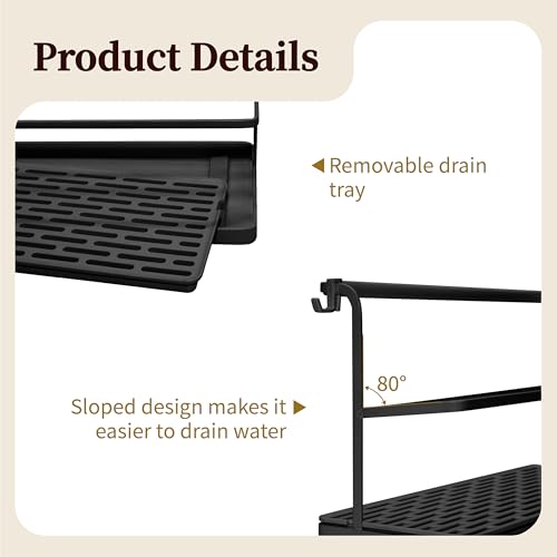 2-Tier Water Bottle Drying Rack for Countertop - Large Carbon Steel Cup Mug Organizer with Removable Drain Tray (Black) - color: Black