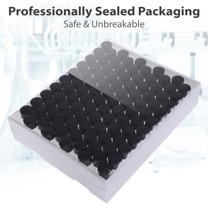 3ml Sample Glass Vials with Screw Caps, Lab Storage Empty Bottle, Clear Borosilicate Glass, Black 13-425 Polypropylene Screw Cap with PE Liners, Pack of 100 - size: 3ML