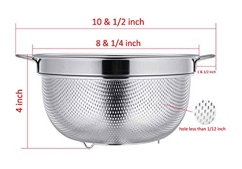 TeamFar Colander, 3qt Colander Strainer Stainless Steel, Solid Handle & Elevation Base, Micro-perforated & Dishwasher Safe - size: 3qt