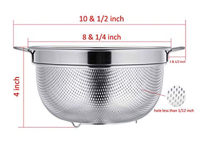 TeamFar Colander, 3qt Colander Strainer Stainless Steel, Solid Handle & Elevation Base, Micro-perforated & Dishwasher Safe - size: 3qt