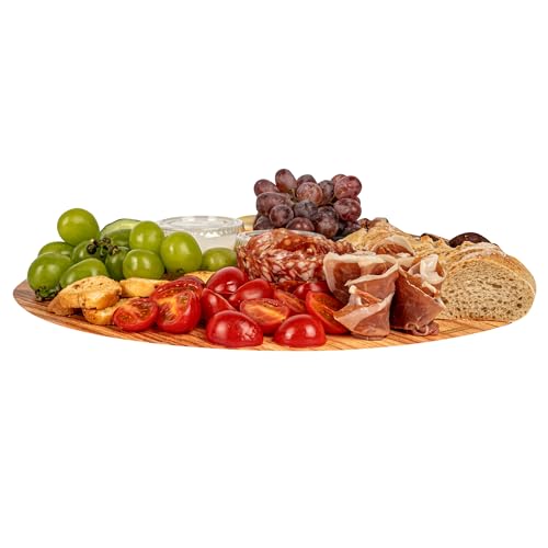 Cater Tek 13.8 Inch Charcuterie Boards, 10 Faux Wood Cheese Boards - Round, Stackable, Paper Cardboard Charcuterie Boards, Disposable, For Serving At Catered Events - Restaurantware - color: Natural, size: 13 3/4"