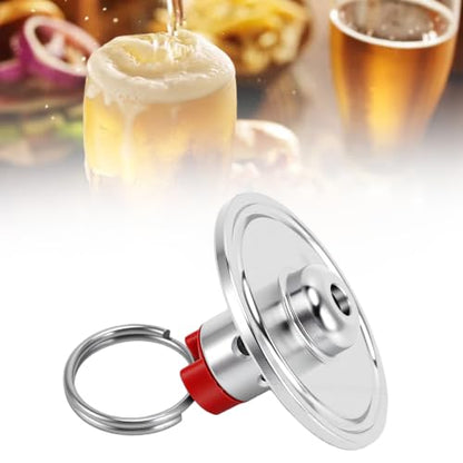 Fdit 1.5inch Three Clamp End Cap, Stainless Steel Pull Ring Pressure Relief Valve with Fermentation Pressure Control for Homebrew