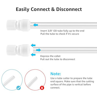 1 Pair Corny Keg Ball Lock Quick Disconnect with 3/8 OD Tube-7/16-20UNF Thread Push to Connect Fittings, Home Brewing Cornelius Keg Parts Ball Lock Keg Fittings with 4PCS Ball Lock Post O-rings - size: Ball Lock Disconnect + Push Lock Fittings