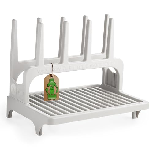 PopYum Gray Space Saving Drying Rack from 100% Recycled Bottles | Space Saving, Made from 100% Recycled Bottles, Countertop, For Baby Bottle, Plastic Bags, Cups, Glass, Tumblers, Compact - color: Gray