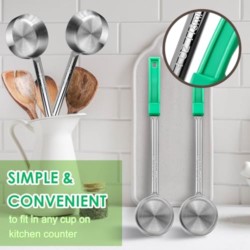 4 Ounce Solid Stainless Steel Portion Control Ladle Spoon - 4Pcs Pizza Sauce Serving Spoons Portion Ladle for Sauces, Perfect for Weight Watchers, Buffets, Parties - style: Solid
