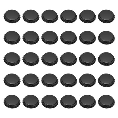 uxcell 60 Pcs Oxygen Absorbing Beer Bottle Caps, 32mm Pry Off Bulk Crown Caps Bottle Toppers for Soda Beer Wine Glass Bottles Home Brewing DIY Pendants or Craft Scrapbooks, Black - color: Black