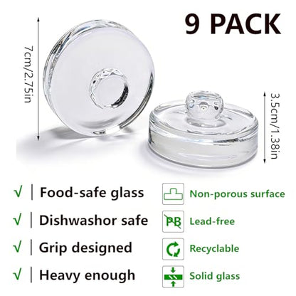 9 Pack Fermentation Weight with Easy Grip Handle,Heavy Glass Fermenting Weights for Wide Mouth Mason Jars,Clear Canning Fermentation Kit for Sauerkraut,Kimchi,Pickles - size: 9pack