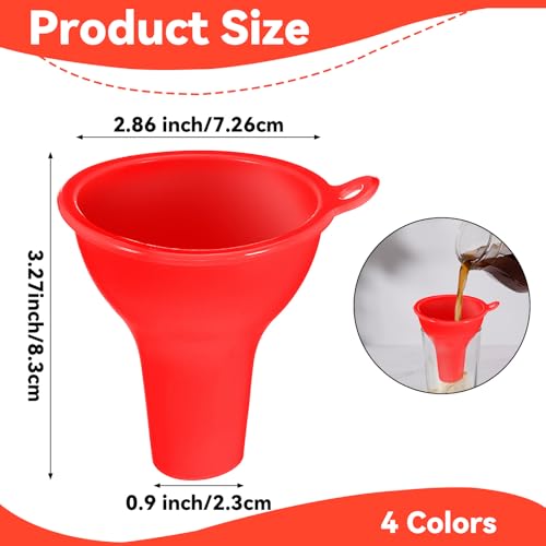 ElevateTech 4Pcs Funnels for Kitchen Use Filling Bottles Silicone Funnel Wide Mouth Funnel Multi Color Flexible Condiment Funnels Kitchen Gadgets Accessories for Filling Water Bottle Liquid Transfer