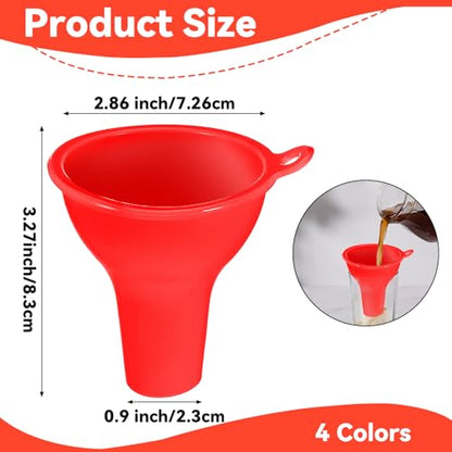 ElevateTech 4Pcs Funnels for Kitchen Use Filling Bottles Silicone Funnel Wide Mouth Funnel Multi Color Flexible Condiment Funnels Kitchen Gadgets Accessories for Filling Water Bottle Liquid Transfer