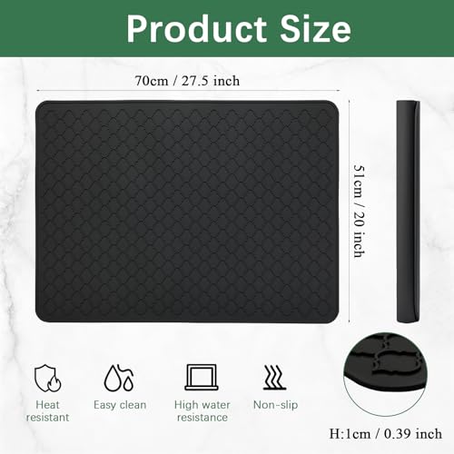 Stove Top Cover for Electric Stove - Food Grade Ceramic Stove top Cover, Silicone XXL Dish Drying Mat, Glass Cooktop Covers, Flat RV Range top Mats (Black, 27.5"X20") - color: Black, size: 27.5" x 20"