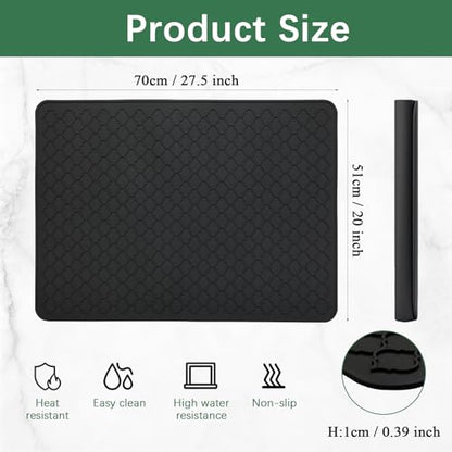 Stove Top Cover for Electric Stove - Food Grade Ceramic Stove top Cover, Silicone XXL Dish Drying Mat, Glass Cooktop Covers, Flat RV Range top Mats (Black, 27.5"X20") - color: Black, size: 27.5" x 20"