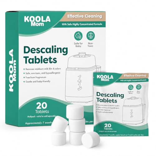 Descaling Tablets for Bottle Washer & Warmers (20 Count) - Descaler Tablets, Removes Limescale Milk Residue & Mineral Buildup Compatible with Momcozy, Baby Breeza, Grownsy & All Bottle Washers