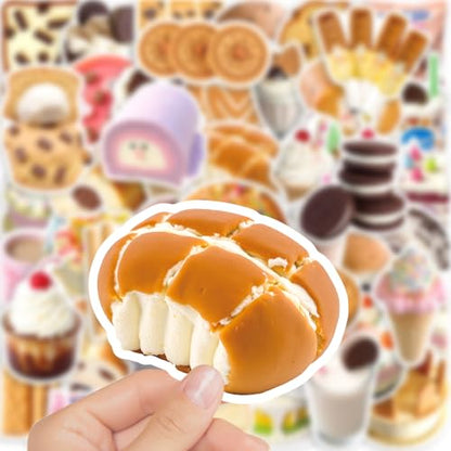 50Pcs Cute Dessert Stickers, Waterproof Vinyl Sweet Treat Decals for Water Bottle Laptop Suitcase Skateboard Scrapbook Journal, Kawaii Food Snack Labels for Kids Teens Girls DIY Craft Gift Supplies - color: Cute Dessert-1