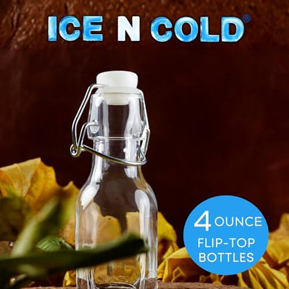 ICE N COLD Glass Swing Top Bottles | Flip Top Glass Bottles for Limoncello, Syrups, Oils, Vinegar, Extracts & Beverages | Airtight Reusable Glass Bottles (6-Pack, SMALL (110ml | 4oz)) - color: 6-Pack, size: 4 Ounces