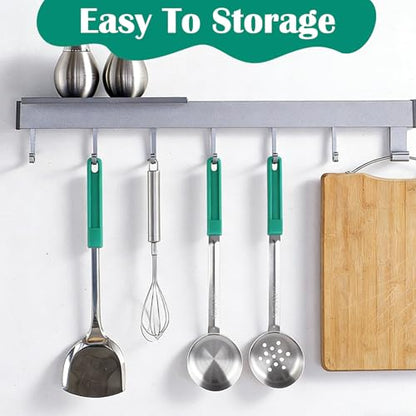 8 PCS Portion Control Serving Spoons, 4 oz Portion Scoops Cups, Solid and Slotted Stainless Steel Ladle Spoon, Pizza Sauce Ladle for Food, Serving Utensils, Measuring and Serving - Green