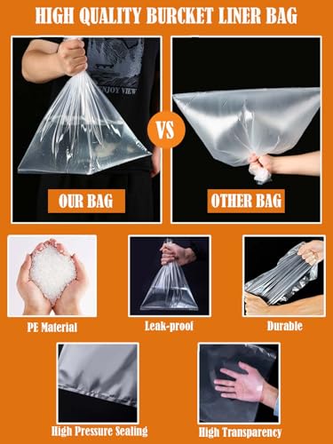 10 Pack 5 Mil Turkey Brining Bags for Marinating and Brining Turkey, 5 Gallon Bucket Liner Bags Heavy Duty Leak Proof Food Storage Bags for Turkey, Chicken, Beef, Thanksgiving (22 x 30 in)