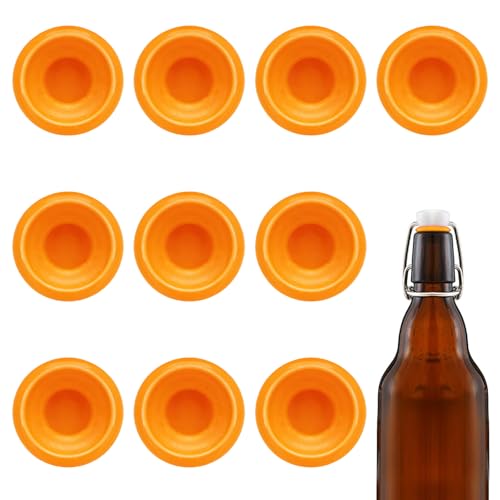 10PCs Dopamine color Silicone Gaskets Washers Seals for Cap Swing Flip Top for Home Brew Beer Soda Bottle Sealing (Tangerine Orange) - color: Tangerine Orange
