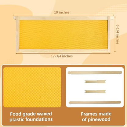 10-Frame Langstroth Medium Super Bee Hive Box, Dipped in Beeswax, Includes Wooden Frames & Waxed Foundations, Unassembled for Beginner Beekeepers - style: Medium Box