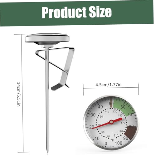 Milk Thermometer for Steaming Milk, 2" Dial Stainless Steel Candy Thermometer with Pot Clip and Protective Sleeve for Coffee Chocolate Cappuccino Chocolate Tea