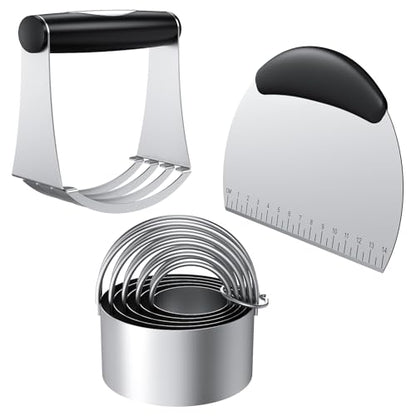Biscuit Cutter Set, Dough Blender, Pastry Cutter, Biscuit Cutter, Dough Cutter,Pastry Cutter Set, Round Sifter,Baking Dough Tools for Cooking Cookies (3 Pcs/Set) - size: 3 set