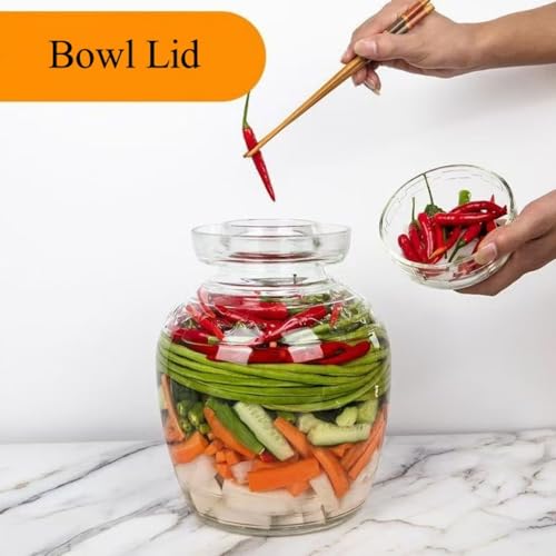 Fermentation Jar, 2.5L Pickle Jar with Water Seal Glass Lid | Food Grade, Clear Glass, Fermentation Kit Fermenter Starter for Making Pickles, Kimchi, Sauerkraut, Kombucha - size: 2.5 l Water Seal