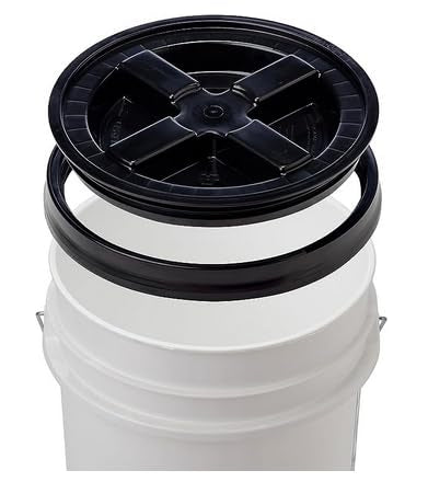 House Naturals 5 Gallon Food Grade Plastic Bucket with Air Tight Screw on Lid Made in USA Container (Yellow Bucket with White Lid) - color: Yellow Bucket With White Lid