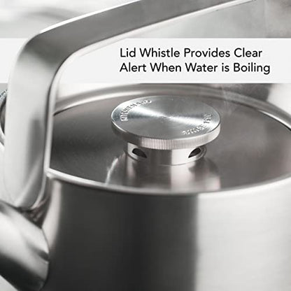 KitchenAid Teakettles Stainless Steel Whistling Teakettle, 1.9 Quart - Brushed Stainless Steel