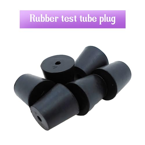 6Pcs Solid Rubber Stopper Bungs with Hole 20mm to 26mm Solid Test Tubes Bungs Stopper for Flask, Plug Holes and Test Tube(Black) - size: 20mm to 26mm