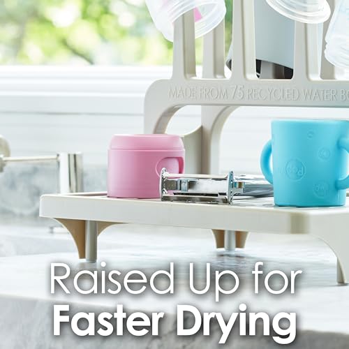 PopYum Gray Space Saving Drying Rack from 100% Recycled Bottles | Space Saving, Made from 100% Recycled Bottles, Countertop, For Baby Bottle, Plastic Bags, Cups, Glass, Tumblers, Compact - color: Gray