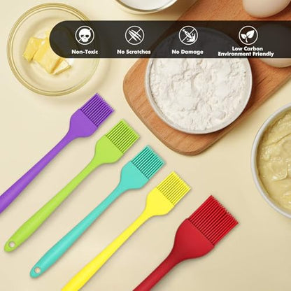 5 PCS Silicone Heat Resistant Marinading Meat Grill Basting Pastry Brush for Oil Butter Sauce Sausages Desserts Turkey Baster Grill Barbecue, Multicolor - color: Multicolor