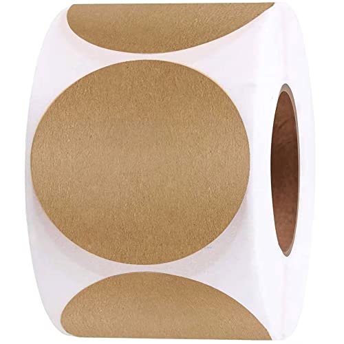 500 Pcs Jar Label Stickers Water Resistant Stickers Labels for Jars Gift Tags Oil Bottle Cosmetic Storage Bin Canning Mason Jar Food Container Freezer Organization 2 Inch - style: Brown Round