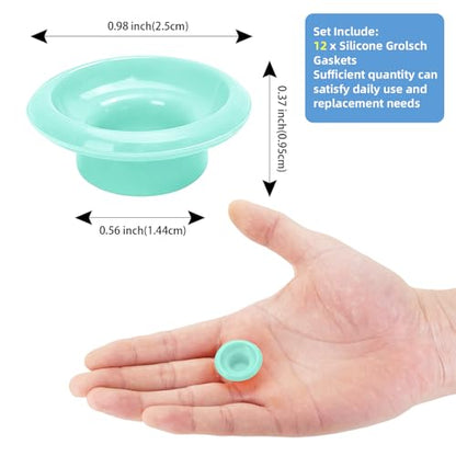12PCs Dopamine color Silicone Gaskets Washers Seals for Cap Swing Flip Top for Home Brew Beer Soda Bottle Sealing (Mint Green) - color: Mint Green