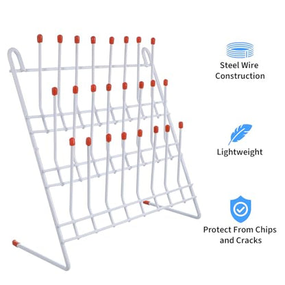 Tube Drying Rack Laboratory Draining Rack, Glassware Beaker Drying Holder Steel Wire Test Wall-Mount Tree Stand Cleaning Frame Tool 24 Pegs Bottle Drying Rack