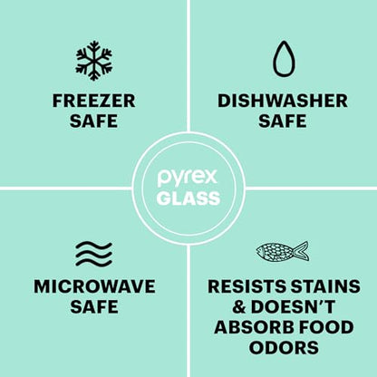 Pyrex Simply Store Glass Food Storage Container, Snug Fit Non-Toxic Plastic BPA-Free Lids, Freezer Dishwasher Microwave Safe, 11 Cup - size: 11 Cup