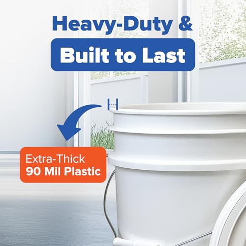 ePackageSupply 5 Gallon Bucket - Food Grade w/Lid BPA-Free,12 Pack- White | Airtight Gasketed Tear Strip Lid, Heavy-Duty 90 Mil HDPE Plastic Pail, Bulk Storage, Food Safe Durable Container, Made in USA - size: 12 Packs