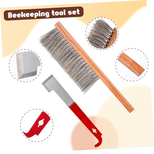 Essential Beekeeping Tools Hive Tool Set Brush and j Hook for Easy Beehive Cleaning and Maintenance