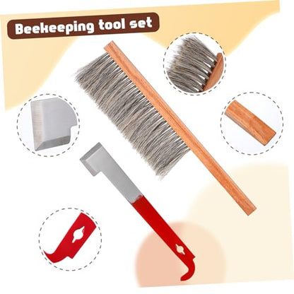 Essential Beekeeping Tools Hive Tool Set Brush and j Hook for Easy Beehive Cleaning and Maintenance