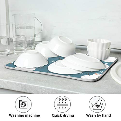 Super Absorbent Dish Drying Mat, Microfiber 23 Fast-Drying Dish Mat, 24" x 18", Kitchen Dish Drying Pad, Snowman Snowflake Cute Christmas Holidays… - color: Snowman Snowflake Cute Christmas Holidays, size: 18" x 24"