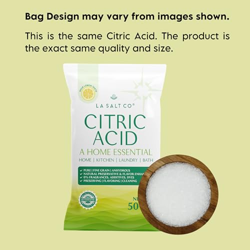 LA SALT CO Citric Acid 50 Pounds, 100% Pure Food Grade, USP, Kosher, Non-GMO, Fragrance Free - size: 800 Ounce (Pack of 1)