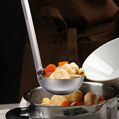 Cunhill 5 Pcs Soup Ladles Stainless Steel Serving Ladles with Long Handle for Serving, Cooking, Stirring, Portioning Kitchen Restaurant Accessories(3 oz) - size: 3 oz