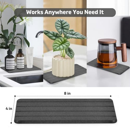Extra Large Stone Dish Drying Mat for Kitchen Counter, 28"(L)×16 "(W) Foldable Quick Dry Dish Drying Mats, Absorbent Diatomaceous Earth Stone Drying Mats for Plate Rack Bottles Cups - Gray Marble - color: Grey Marble