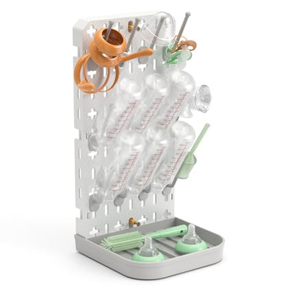 Baby Bottle Drying Rack Baby Bottle Holder Space Saving Bottle Dryer Rack Station Countertop Storage Organizer 12 Travel Bottle Drying Rack Vertical Breast Pump Part Plastic Bag Cup Dryer Tower Grey - color: Gray